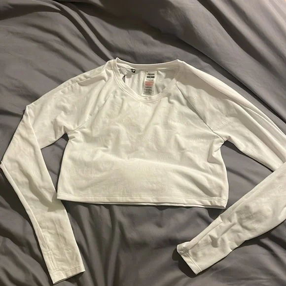 GYMSHARK LONG SLEEVE CROP TOP WHITE SIZE XS - Picture 4 of 9